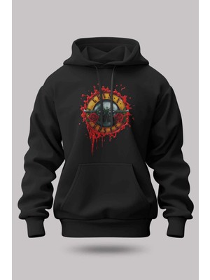 Buzagi Guns'n Roses Oversize Kapüşonlu Unisex Şardonlu Sweatshirt