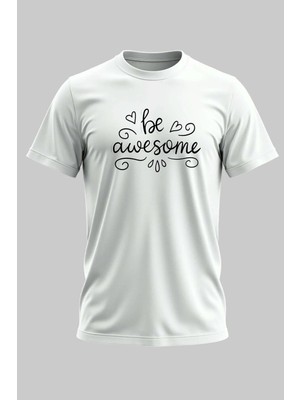 Buzagi Organik Pamuk Dijital Baskılı Regular Kalıp Beyaz Tişört