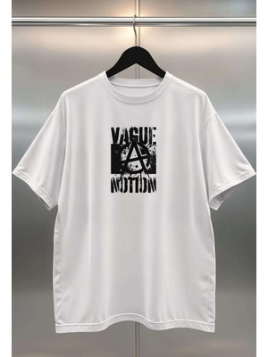 Buzagi Vague Dijital Baskı Oversize Beyaz Unisex Tişört