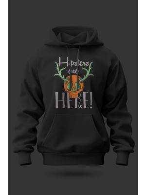 Buzagi Hipsters Are Here Oversize Kapüşonlu Unisex Şardonlu Sweatshirt