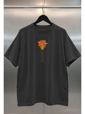 Buzagi Rising Sun Dijital Baskı Siyah Beyaz Unisex Oversize Tişört