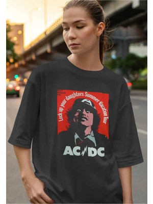 Buzagi Ac/dc Dijital Baskı Oversize Unisex Tişört