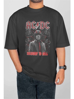 Buzagi Ac/dc Dijital Baskı Oversize Unisex Tişört