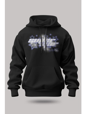 Buzagi Super Star Oversize Kapüşonlu Unisex Şardonlu Sweatshirt