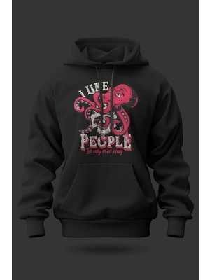 Buzagi I Like People Oversize Kapüşonlu Unisex Şardonlu Sweatshirt
