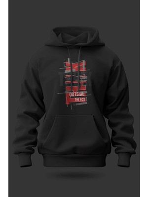 Buzagi Think Outside The Box Oversize Kapüşonlu Unisex Şardonlu Sweatshirt