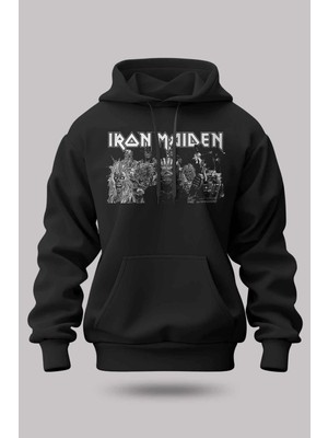 Buzagi Iron Maiden Oversize Kapüşonlu Unisex Şardonlu Sweatshirt