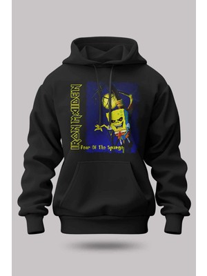 Buzagi Iron Maiden Oversize Kapüşonlu Unisex Şardonlu Sweatshirt