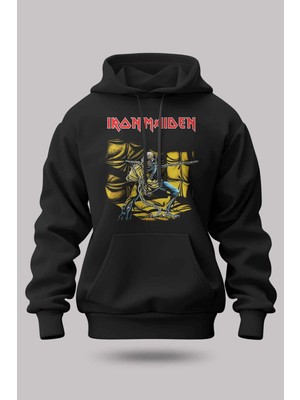 Buzagi Iron Maiden Oversize Kapüşonlu Unisex Şardonlu Sweatshirt