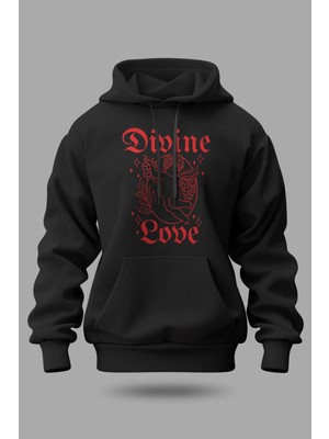 Buzagi Divine Love Oversize Kapüşonlu Unisex Şardonlu Sweatshirt
