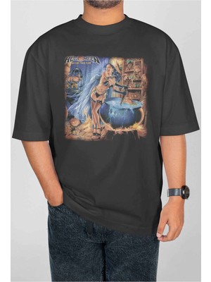 Buzagi Helloween Dijital Baskı Oversize Unisex Tişört