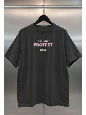 Buzagi Protest Dijital Baskı Siyah Beyaz Unisex Oversize Tişört