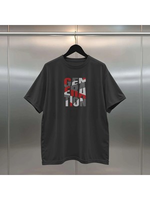 Buzagi Generation Dijital Baskı Siyah Beyaz Unisex Oversize Tişört