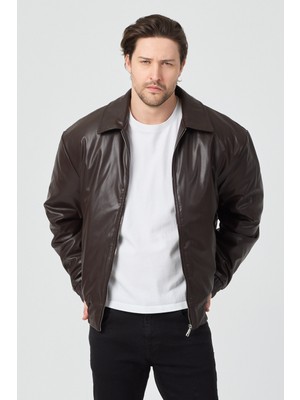 Danger Erkek Limited Edition Deri Mont Ceket Kahverengi