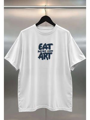 Buzagi Organik Pamuk Dijital Baskılı Oversize Beyaz Tişört