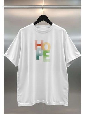 Buzagi Organik Pamuk Dijital Baskılı Oversize Beyaz Tişört