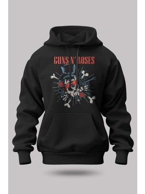 Buzagi Guns'n Roses Oversize Kapüşonlu Unisex Şardonlu Sweatshirt