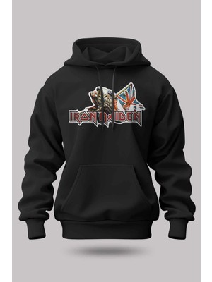 Buzagi Iron Maiden Oversize Kapüşonlu Unisex Şardonlu Sweatshirt