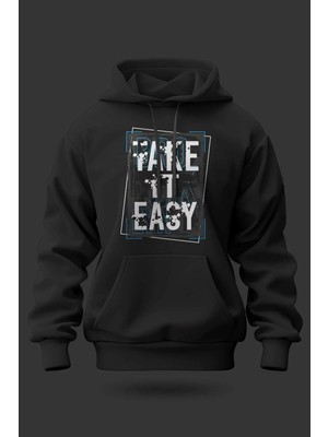 Buzagi Take It Easy Oversize Kapüşonlu Unisex Şardonlu Sweatshirt