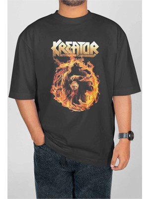Buzagi Kreator Dijital Baskı Oversize Unisex Tişört
