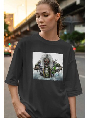 Buzagi Iron Maiden Dijital Baskı Oversize Unisex Tişört