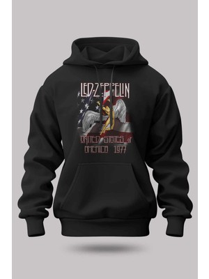 Buzagi LED Zeppelin Oversize Kapüşonlu Unisex Şardonlu Sweatshirt