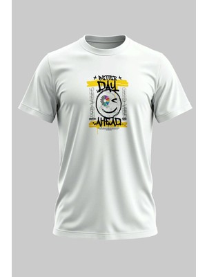 Buzagi Urban Dijital Baskı Regular Kalıp Beyaz Unisex Tişört