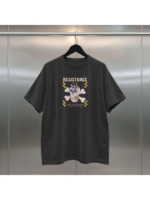 Buzagi Resistance Dijital Baskı Siyah Beyaz Unisex Oversize Tişört