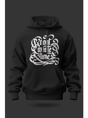 Buzagi Don't Waste Time Oversize Kapüşonlu Unisex Şardonlu Sweatshirt