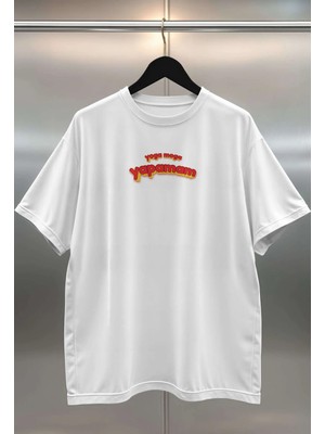 Buzagi Yapamam Dijital Baskı Oversize Unisex Beyaz T-Shirt