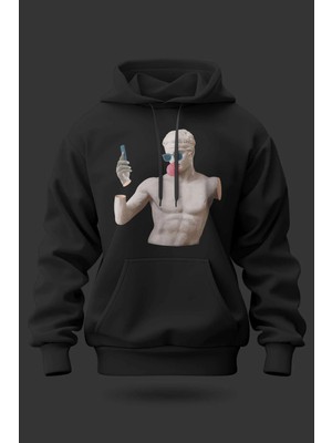 Buzagi Heykel Oversize Kapüşonlu Unisex Şardonlu Sweatshirt