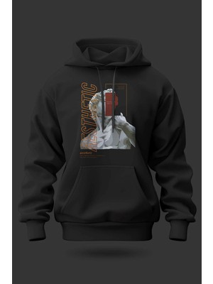 Buzagi Heykel Oversize Kapüşonlu Unisex Şardonlu Sweatshirt