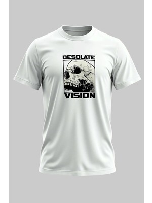 Buzagi Desolate Dijital Baskı Regular Kalıp Beyaz Unisex Tişört