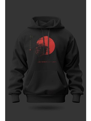 Buzagi Japan Sun Oversize Kapüşonlu Unisex Şardonlu Sweatshirt