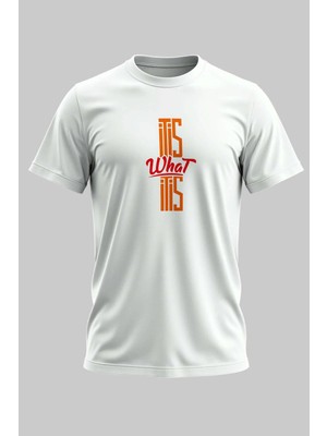 Buzagi It Is What It Is Dijital Baskı Regular Kalıp Unisex Beyaz T-Shirt