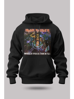 Buzagi Iron Maiden Oversize Kapüşonlu Unisex Şardonlu Sweatshirt