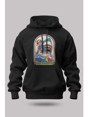 Buzagi Positive Oversize Kapüşonlu Unisex Şardonlu Sweatshirt