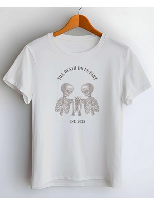 Buzagi Till Death Dijital Baskı Regular Kalıp Beyaz Unisex Tişört