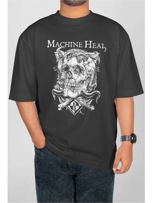 Buzagi Machine Head Dijital Baskı Oversize Unisex Tişört