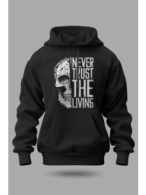 Buzagi Never Trust Oversize Kapüşonlu Unisex Şardonlu Sweatshirt