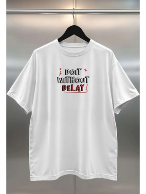 Buzagi Dijital Baskı Oversize Beyaz Unisex Tişört