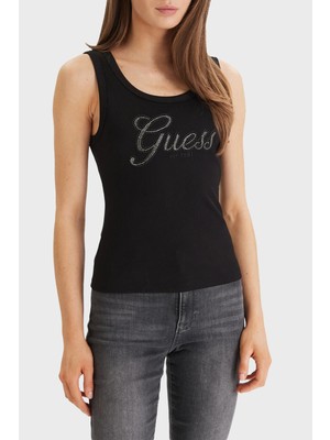 Guess Logolu Slim Fit Yuvarlak Yaka T Shırt W6GP22K2954 Bayan T Shirt W6GP22 K2954 Jblk