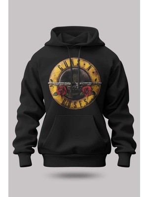 Buzagi Guns'n Roses Oversize Kapüşonlu Unisex Şardonlu Sweatshirt