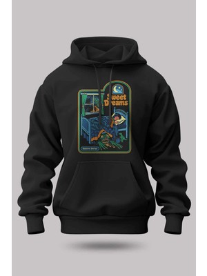 Buzagi Time Travel Oversize Kapüşonlu Unisex Şardonlu Sweatshirt