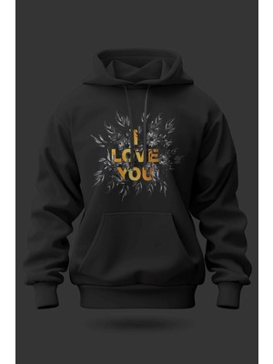 Buzagi I Love You Oversize Kapüşonlu Unisex Şardonlu Sweatshirt