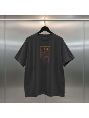 Buzagi Nightmare Dream Dijital Baskı Oversize Unisex Siyah T-Shirt