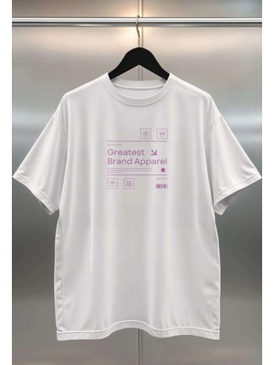 Buzagi Apparel Dijital Baskı Oversize Beyaz Unisex Tişört