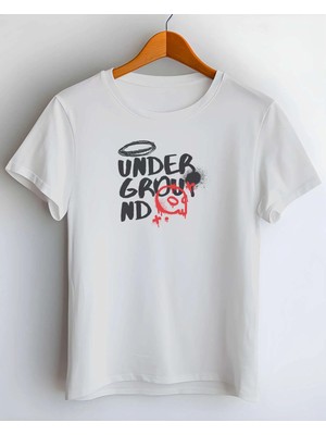 Buzagi Underground Dijital Baskı Regular Kalıp Beyaz Unisex Tişört
