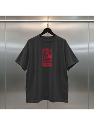 Buzagi Do Not Disturb Dijital Baskı Siyah Beyaz Unisex Oversize Tişört