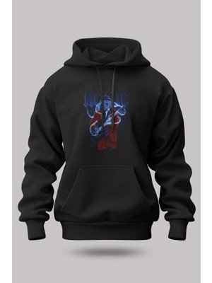 Buzagi Ac/dc Oversize Kapüşonlu Unisex Şardonlu Sweatshirt